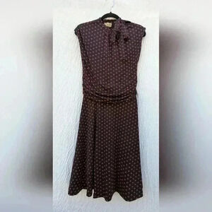 NWT Lindy Bop Women's Poka Dot Black/Red Retro A-Line Sleeveless Dress Size LG.